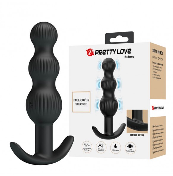 Pretty Love - Sidney Vibrating Anal Bead Massager (Chargeable - Black)